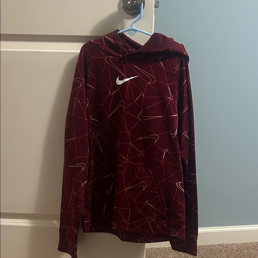 Nike Burgundy Hoodie with White Logo